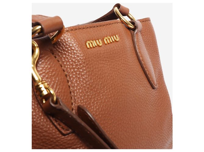 Miu Miu Borsa 2way in pelle marrone - vista 7