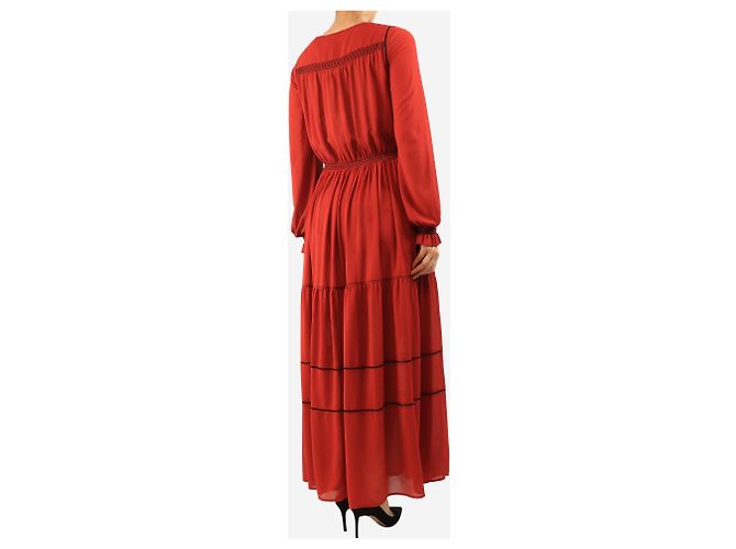 See by Chloé Rotes Midi-Kleid mit langen Ärmeln - Größe UK 8 - Ansicht 2