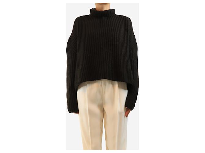 G. Kero Gerippter Rollkragenpullover in Dunkelbraun - size S - Ansicht 2