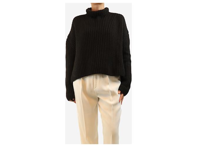 G. Kero Gerippter Rollkragenpullover in Dunkelbraun - size S - Ansicht 3
