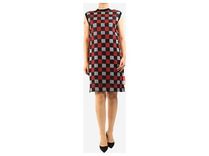 Marni Ärmelloses Strickkleid mit Karomuster in Grau und Rot - size UK 10 - Ansicht 3