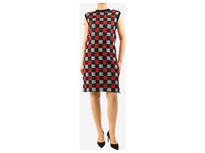Marni Ärmelloses Strickkleid mit Karomuster in Grau und Rot - size UK 10 - Ansicht 4