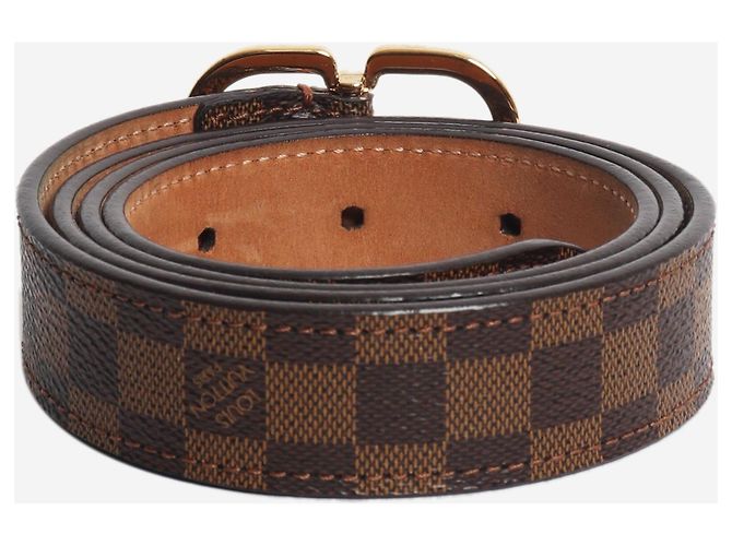 Louis Vuitton Cinturón slim Damier Ebene marrón Castaño - vista 3