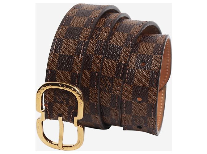 Louis Vuitton Cinturón slim Damier Ebene marrón Castaño - vista 4
