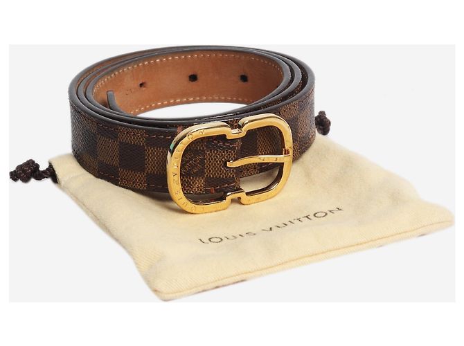 Louis Vuitton Cinturón slim Damier Ebene marrón Castaño - vista 6