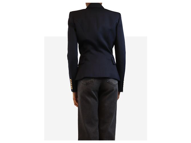 Balmain Navy double-breasted blazer - size UK 8 Blue - view 2