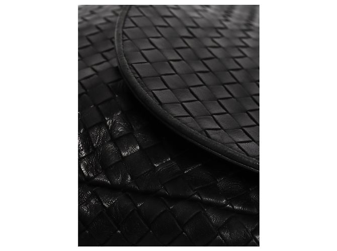 Bottega Veneta Borsa a tracolla con patta Intrecciato nera Nero - vista 4