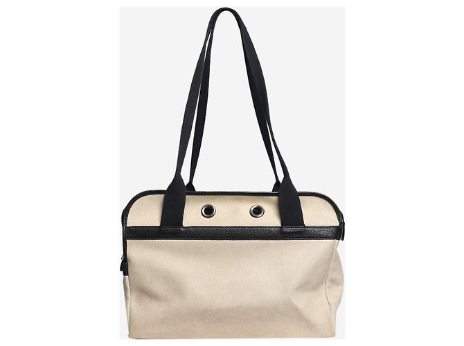 Hermès Borsa da Trasporto per animali nera e beige - vista 3