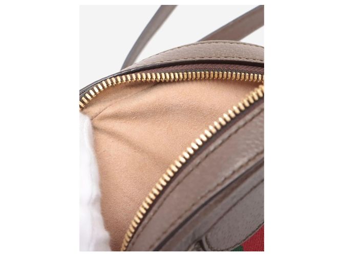 Gucci Mini borsa a tracolla rotonda GG Ophidia marrone con catena - vista 5