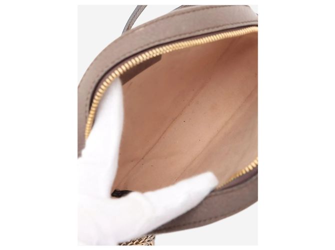 Gucci Mini borsa a tracolla rotonda GG Ophidia marrone con catena - vista 8
