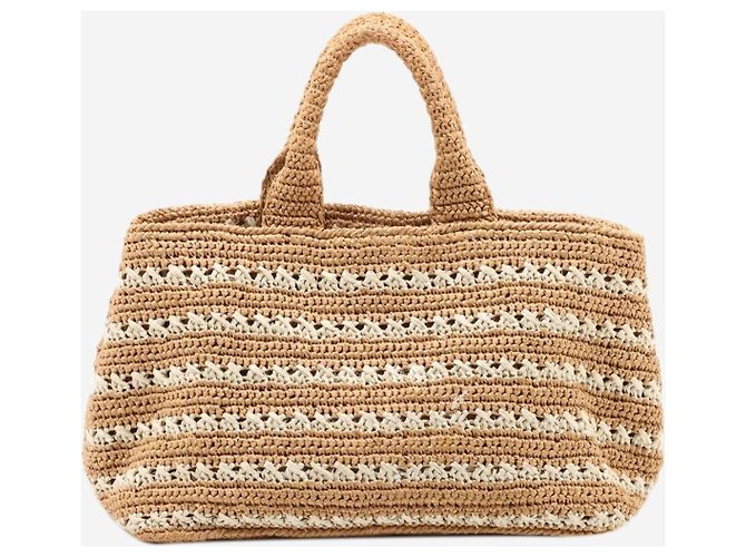 Prada Canapa Raffia Tote Bag Neutral - Ansicht 2