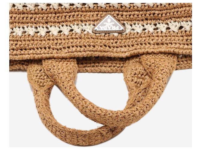 Prada Canapa Raffia Tote Bag Neutral - Ansicht 3