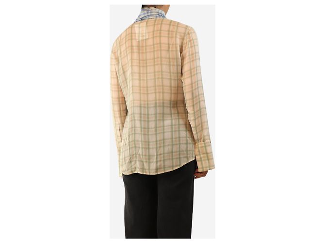 Acne Camicia in seta a quadri verdi e blu - size UK 8 Verde - vista 2