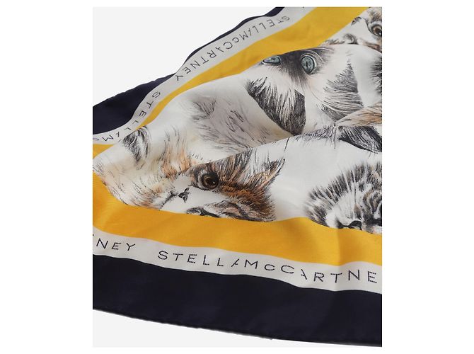 Stella Mc Cartney Sciarpa in seta multicolore con stampa gatto - vista 2
