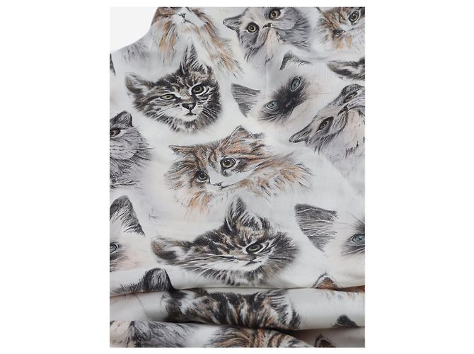 Stella Mc Cartney Sciarpa in seta multicolore con stampa gatto - vista 3