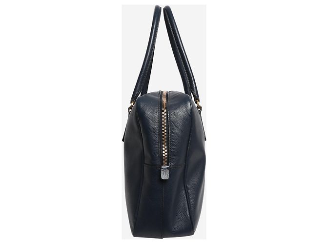 Prada Borsa in pelle Saffiano Lux blu navy - vista 2