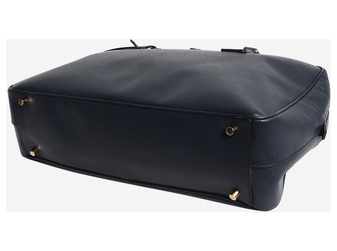 Prada Borsa in pelle Saffiano Lux blu navy - vista 4