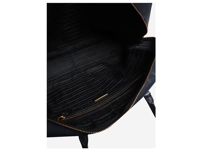 Prada Borsa in pelle Saffiano Lux blu navy - vista 5
