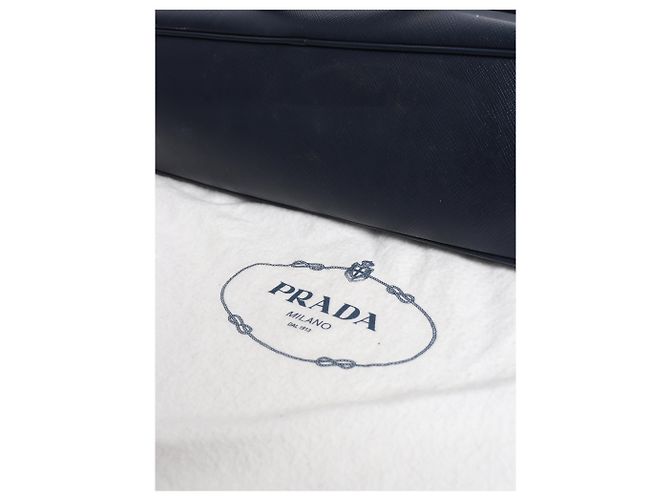 Prada Borsa in pelle Saffiano Lux blu navy - vista 6