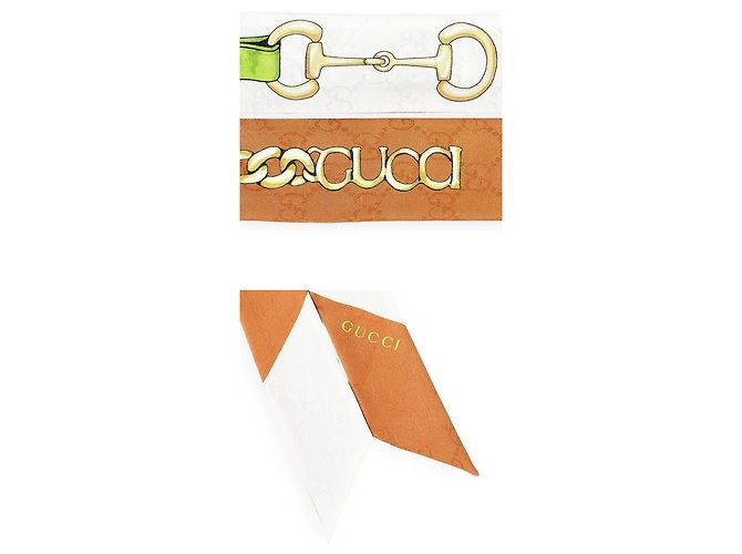 Gucci Foulard in seta da donna con stampa a catena e morsetto Bianco - vista 4
