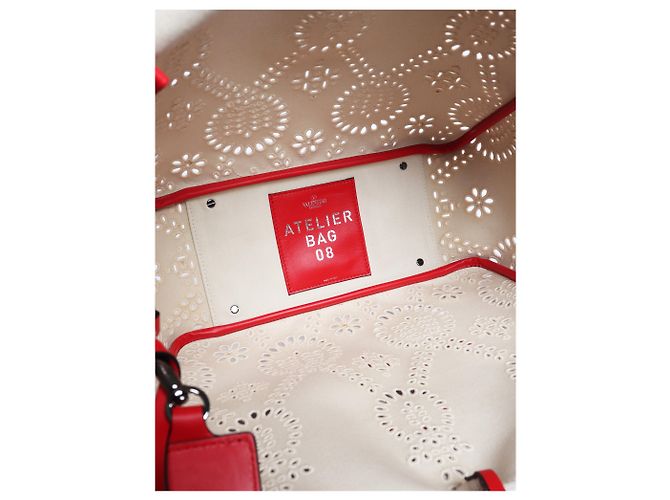 Valentino Borsa Atelier broderie 08 neutra e rossa - vista 5