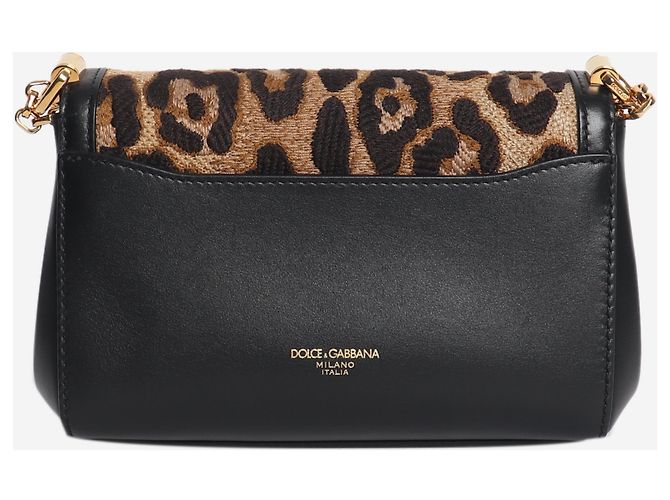 Dolce & Gabbana Borsa a tracolla Marlene con stampa leopardata nera Nero - vista 3