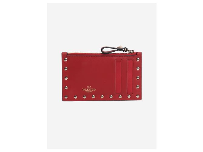 Valentino Tarjetero Rockstuds de piel roja - vista 2
