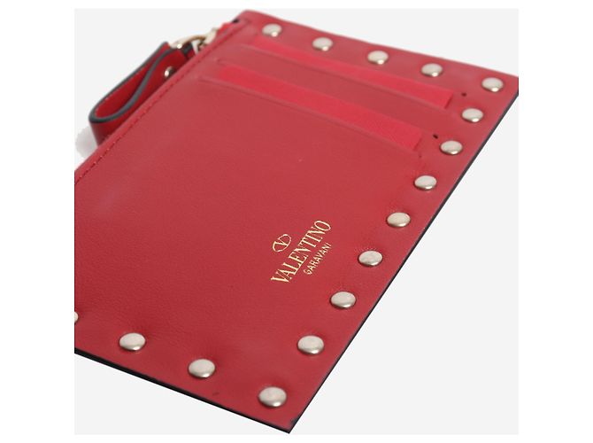 Valentino Tarjetero Rockstuds de piel roja - vista 3