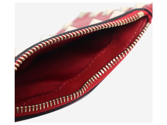 Valentino Tarjetero Rockstuds de piel roja - vista 4