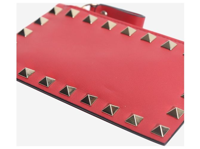 Valentino Tarjetero Rockstuds de piel roja - vista 5