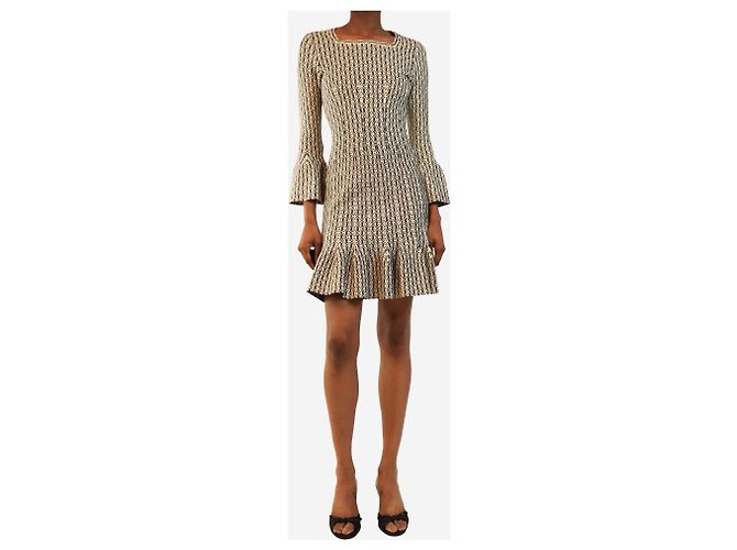 Alaïa Mini abito in maglia a maniche lunghe bianco e nero - size UK 8 - vista 3