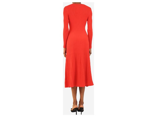 Veronica Beard Blood orange long sleeve ribbed dress - size S - view 2
