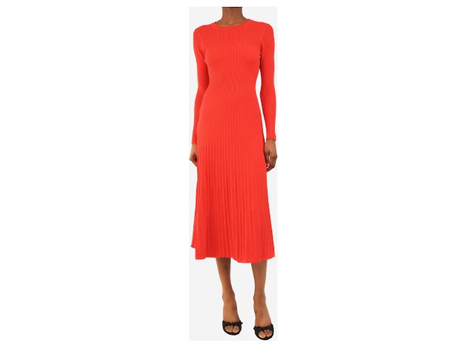 Veronica Beard Blood orange long sleeve ribbed dress - size S - view 3