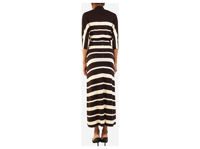 Proenza Schouler Abito a righe marroni e crema con colletto - size S Marrone - vista 2