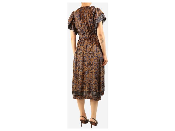 Ulla Johnson Abito midi in misto seta blu - size UK 8 - vista 2