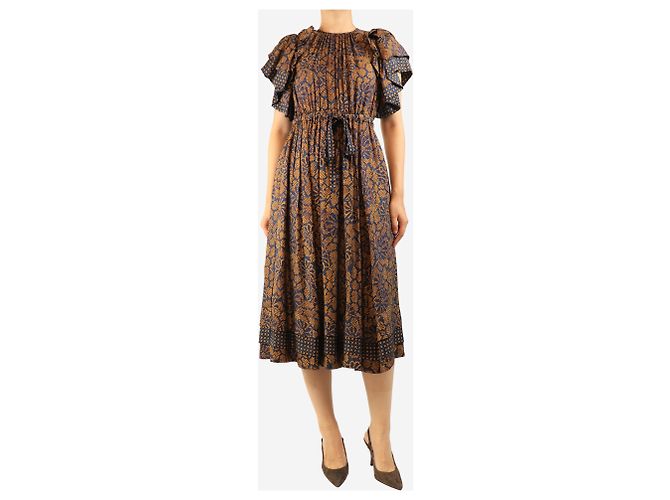 Ulla Johnson Abito midi in misto seta blu - size UK 8 - vista 4