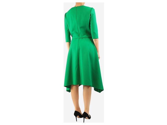 Oscar de la Renta Vestido midi con cinturón verde - size UK 10 - vista 2