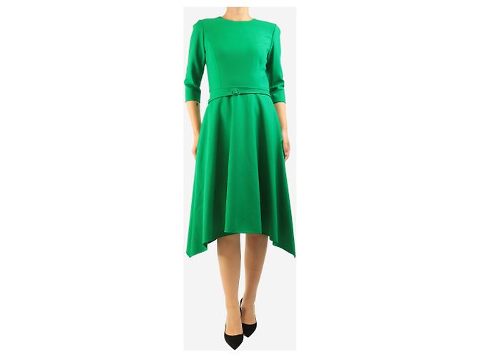 Oscar de la Renta Vestido midi con cinturón verde - size UK 10 - vista 3