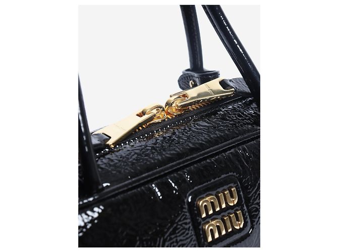 Miu Miu Borsa Beau con manico in vernice nera Nero - vista 6