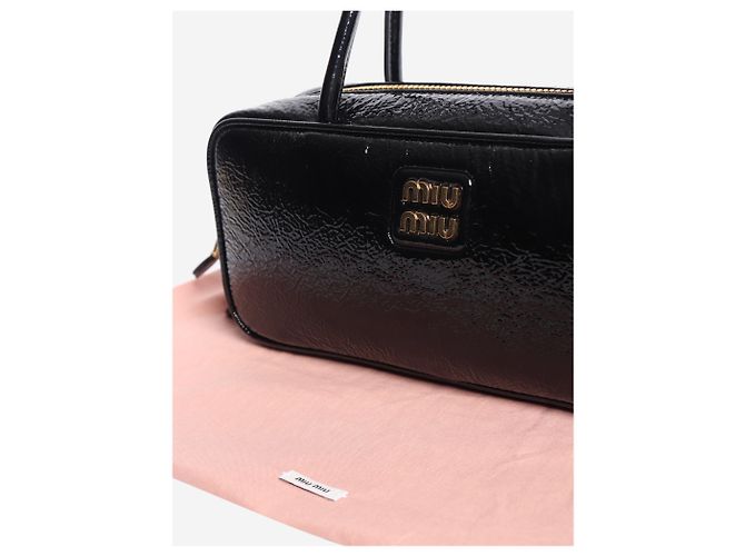 Miu Miu Borsa Beau con manico in vernice nera Nero - vista 9