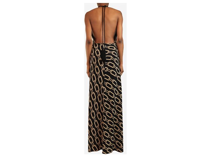 Nili Lotan Abito halter stampato nero e beige - size UK 8 - vista 2