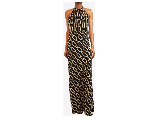 Nili Lotan Abito halter stampato nero e beige - size UK 8 - vista 3