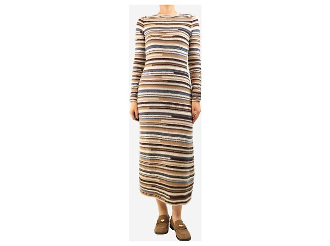 Veronica Beard Gestreiftes Strickkleid in Braun - size S - Ansicht 3