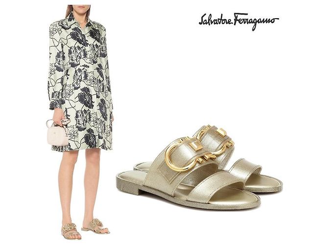 Salvatore Ferragamo Sandali TARYN Gold Metallic Multicolore - vista 7