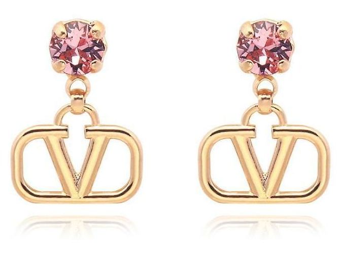 Valentino Orecchini a goccia con cristalli Logo Garavani YCW Arancione - vista 2