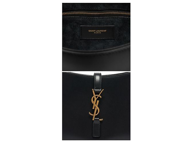 Saint Laurent Borsa a tracolla Cassandra Monogram LE Small Hobo Nero - vista 8