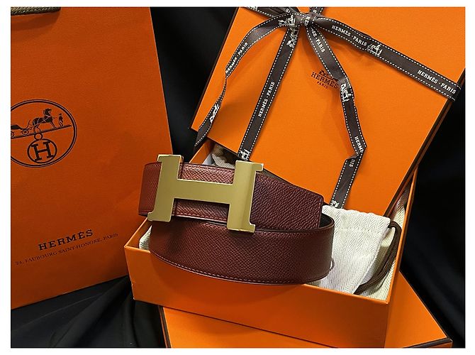 Hermès Cintura reversibile classica larga Gold Nero e Borgogna Multicolore - vista 2