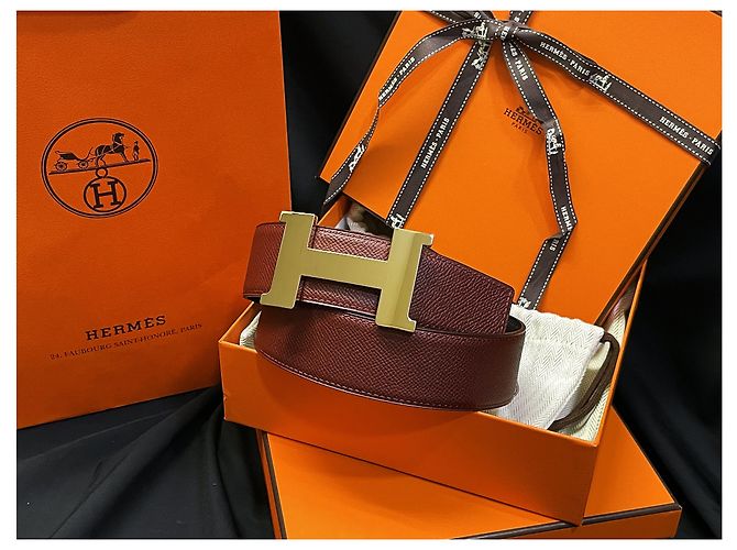 Hermès Cintura reversibile classica larga Gold Nero e Borgogna Multicolore - vista 3