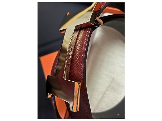 Hermès Cintura reversibile classica larga Gold Nero e Borgogna Multicolore - vista 4