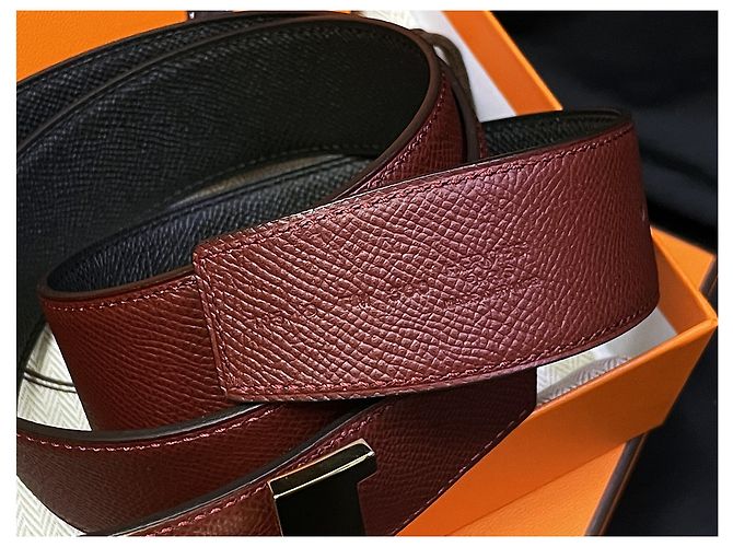Hermès Cintura reversibile classica larga Gold Nero e Borgogna Multicolore - vista 5